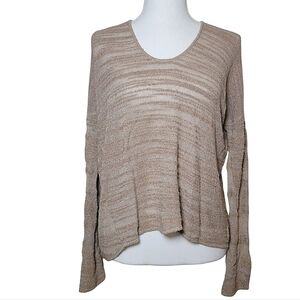 Helmut Lang Semi Sheer Knit Asymmetrical Pullover Sweater Lightweight Tan MD
